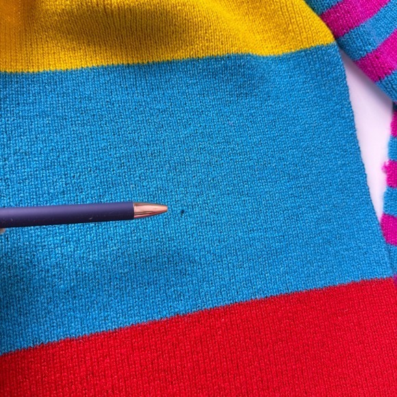 Maggie White 100% Wool Multicolor Striped Scarf – 90" x 10" - Picture 8 of 11